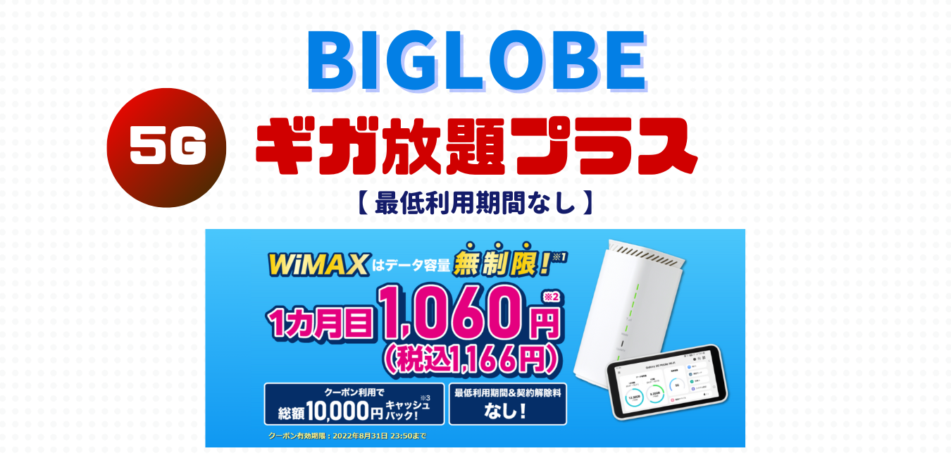 【BIGLOBE WiMAX+5G 】ギガ放題プラスを完全解説！