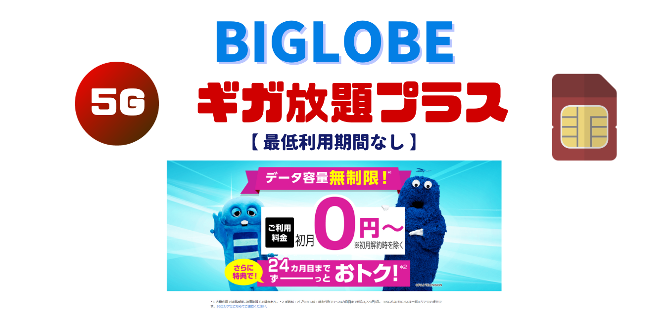 【SIMカード】BIGLOBE ギガ放題プラス を完全解説！