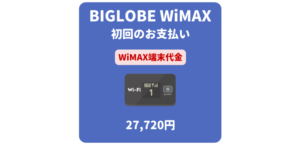 BIGLOBE WiMAX 端末代金（初回のお支払い）