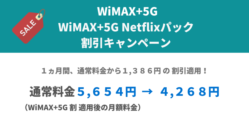 WiMAX+5G Netflixパック 割引キャンペーン